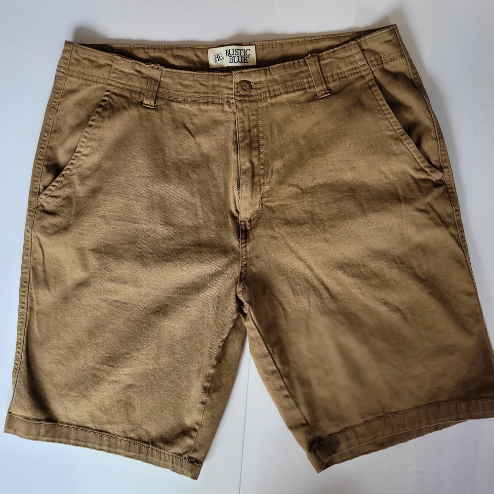 Tan Flat Front Shorts with Classic Design